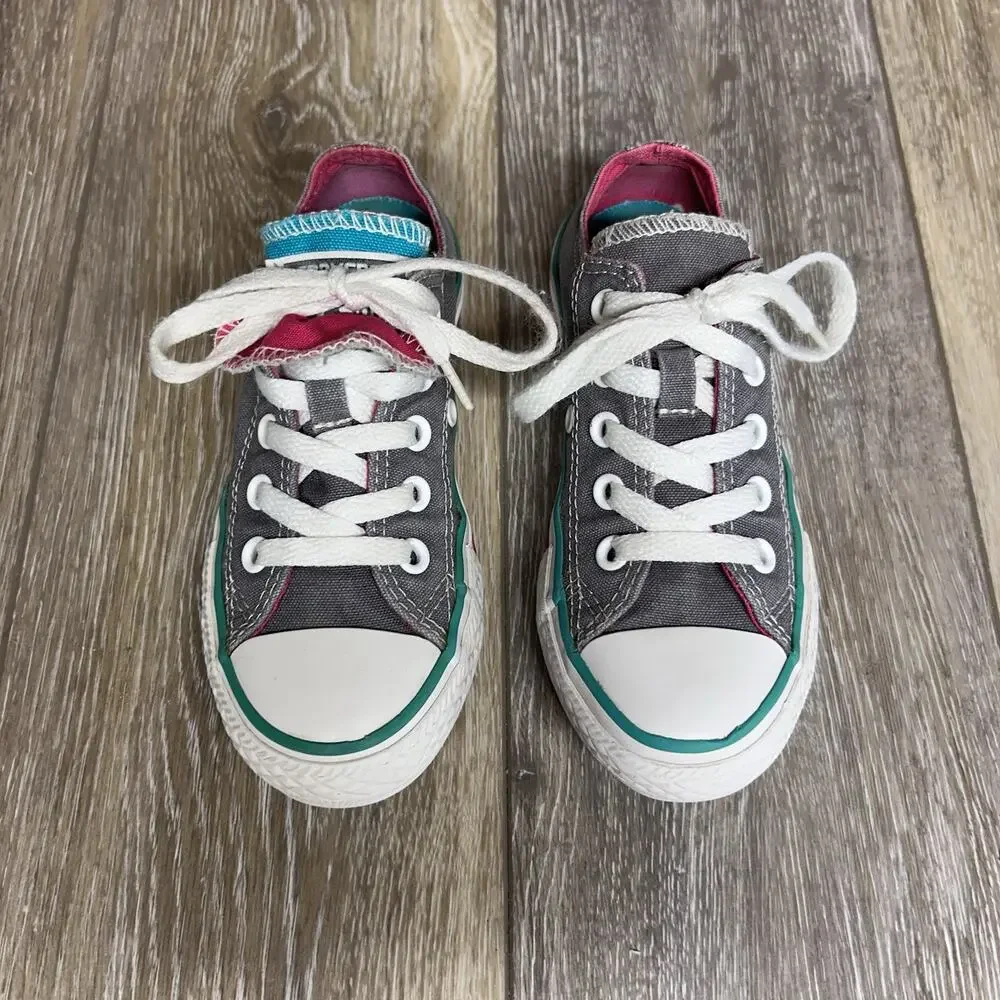 Converse Chuck Taylor All Star Double Tongue Juniors Youth US Size 11 Gray Pink